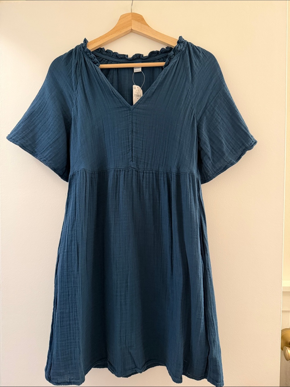 Old Navy Deep Teal V-Neck Short Sleeve Babydoll Cotton Tunic Size XS